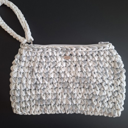 Handmade white and silver bag clutch new