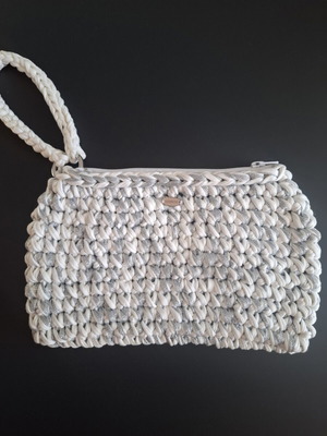 Handmade white and silver bag clutch new