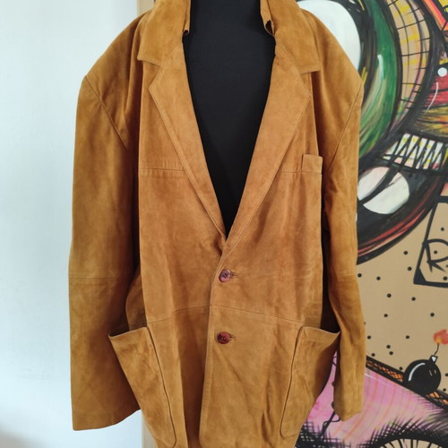 Castor leather men's jacket L, like new, tan color