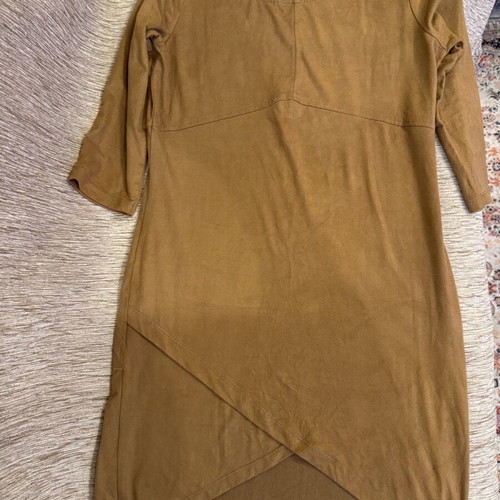 Suede women's blouse new, beige, size S with 3/4 sleeves