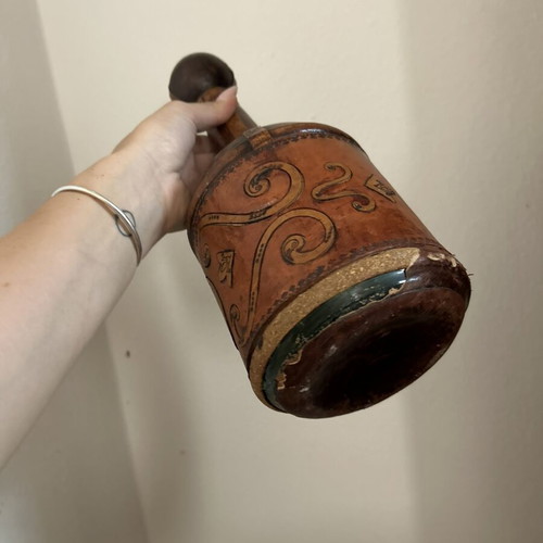 Leather bottle vintage, used