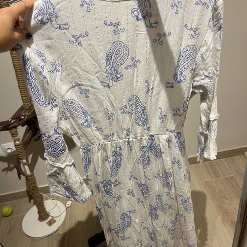 Long blue and white viscose dress like new