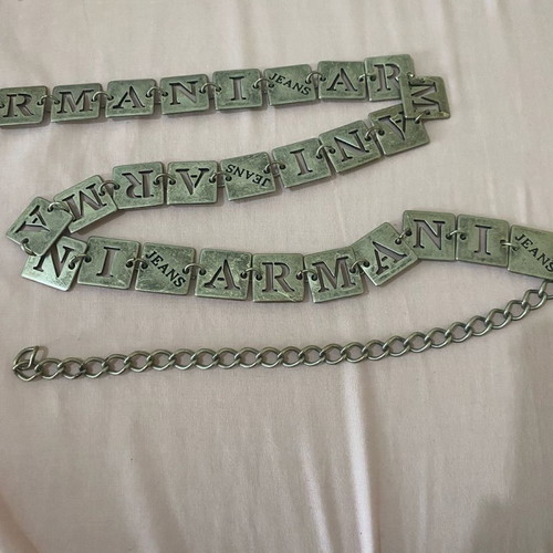 Armani Jeans metal belt with chain used, size 100