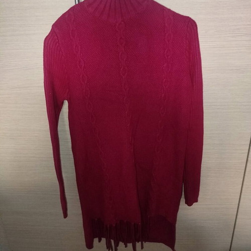 E&D Long Asymmetric Sweater like new, burgundy, size XL/XXL
