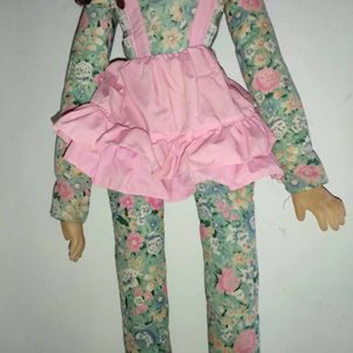 Cloth doll used, large 80 cm, plastic head and palms