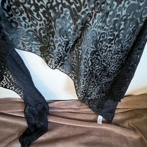 Black natural silk scarf new 160x35 cm