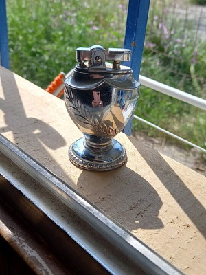 Antique lighter new, embossed metal alloy, tabletop