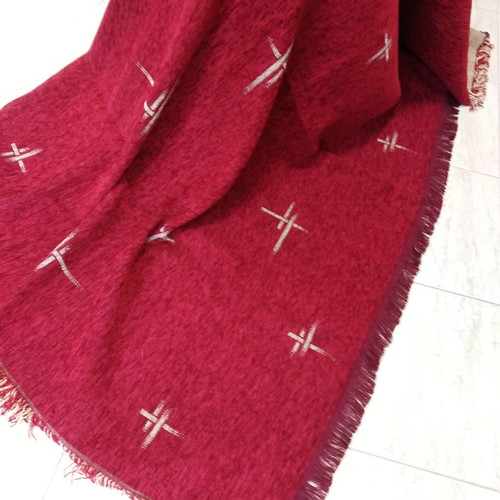 Throw blankets set two-piece burgundy and gold beige
