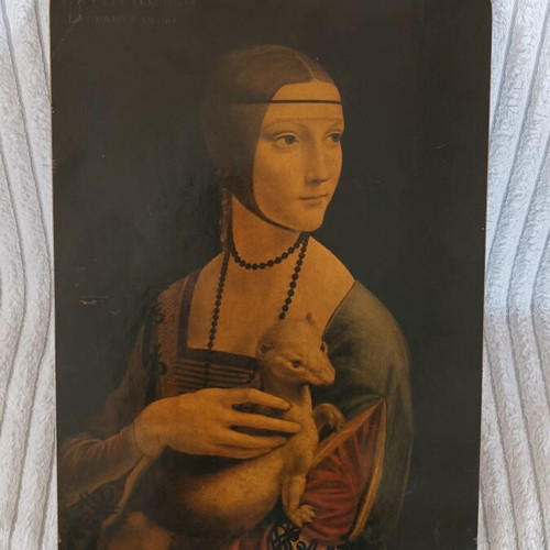 Lady with an Ermine by Leonardo da Vinci vintage painting used