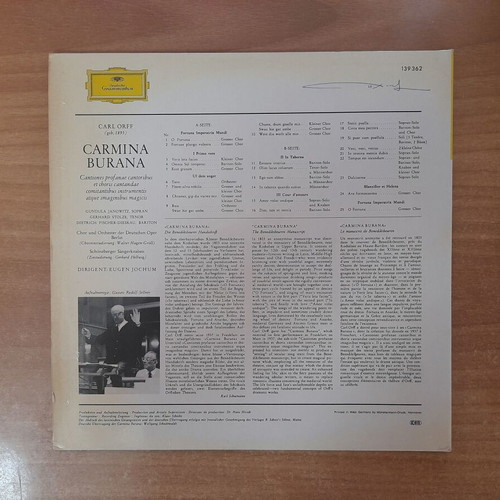 Carl Orff Carmina Burana vinyl record, Deutsche Grammophon