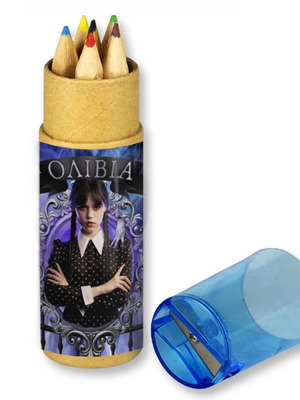 Wednesday Addams Colored Pencils 10pcs new with personalized case