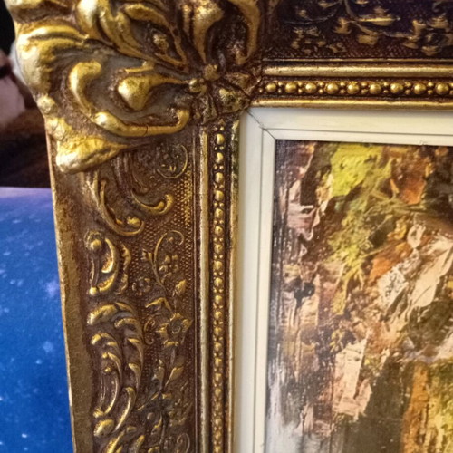 Vintage frame 1970 with carved gold frame like new
