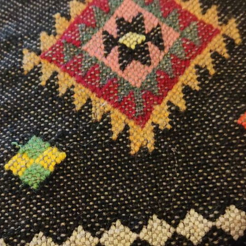 Handwoven pillow used, handmade