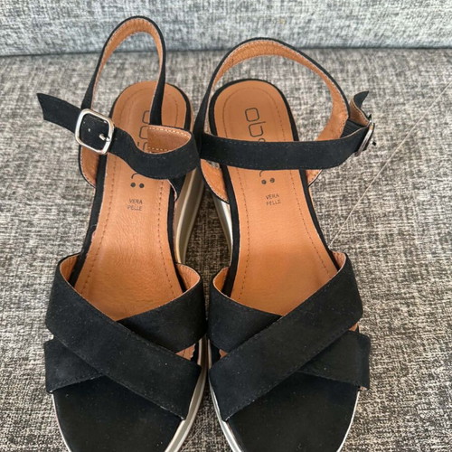 Obsel leather women's sandals size 38, black platform