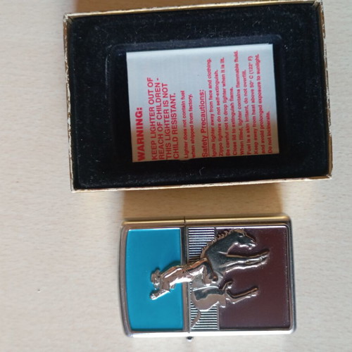 Zippo Rodeo Bucking Bronco Cowboy Saddle Lighter like new