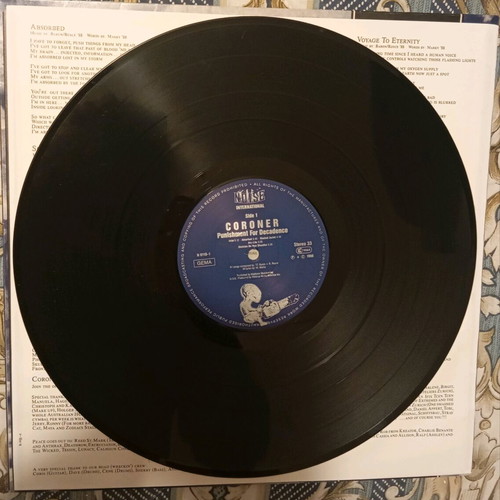 Coroner Punishment through Decadance 1988 vinyl record first edition like new, metal