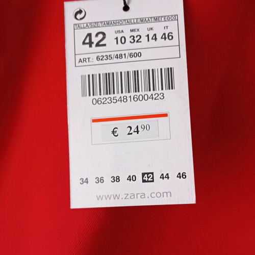 Zara women's red denim skirt size 42 new with elasticity
