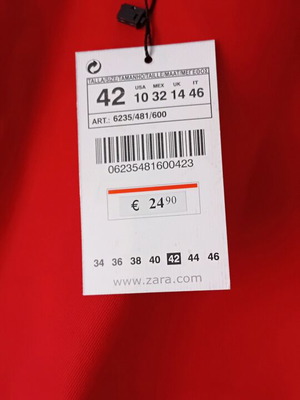 Γυναικεία κόκκινη τζιν φούστα Zara 42 καινούργια με ελαστικότητα