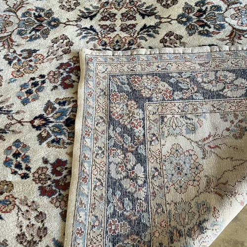 Vintage handmade large wool rug, floral motif, 1950s