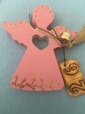 Angel ornament new with bell and gold tassel handmade