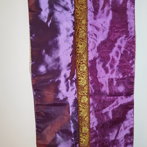 Double-Sided Boho Table Runner 2m x 33cm like new, purple and silver gold