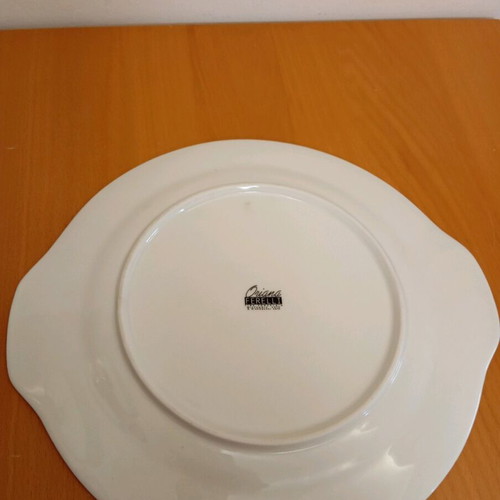 Oriana Ferelli porcelain dessert platter with red rose design