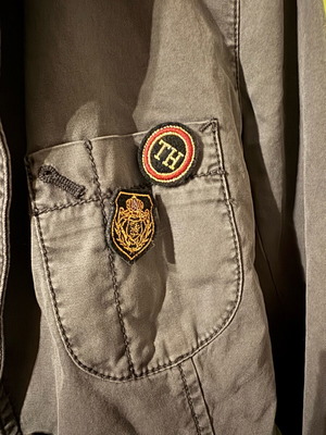 Tommy Hilfiger gray jacket like new with removable badges