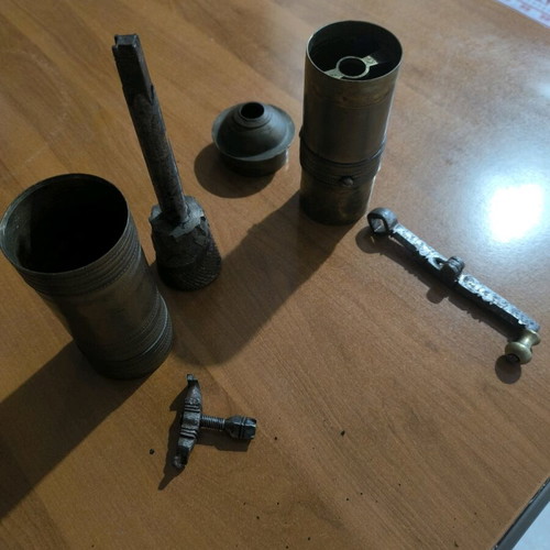 Handmade brass coffee and spice grinder used, collectible