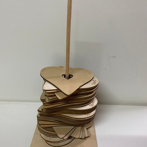 Wooden hearts for wishes new, 50 pieces 30x12x12cm