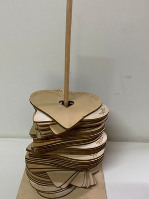 Wooden hearts for wishes new, 50 pieces 30x12x12cm