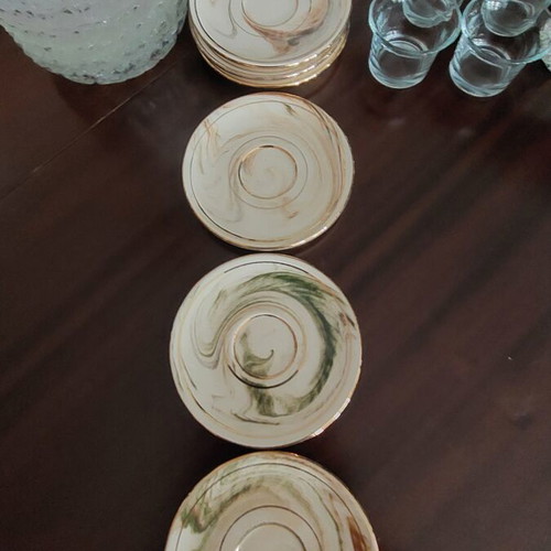 Vintage dessert plates, bowls, nut dish, candle holders set of 29 like new