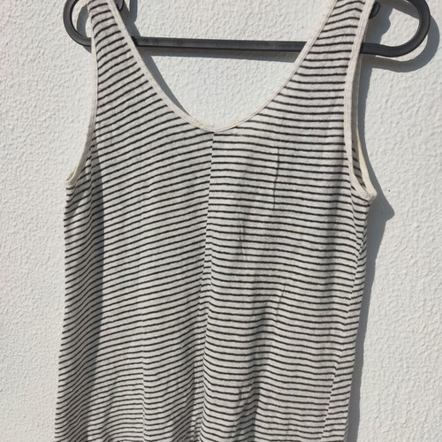 Zara linen striped sleeveless top Medium used, black white