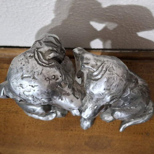 Decorative wooden figurine of loving dogs like new