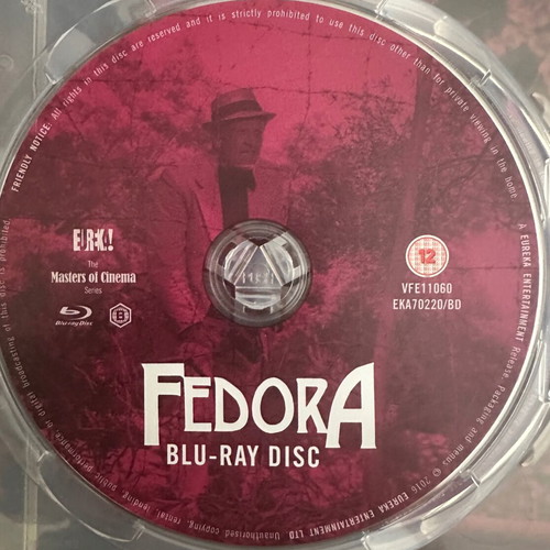 Fedora Blu ray + DVD collectible like new without Greek subtitles