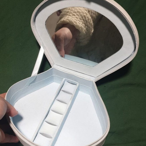 Jewelry box for girl used, pastel blue with polka dot lid