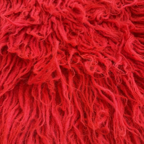 Red flokati rug like new, large size, 2.20 x 1.60 m