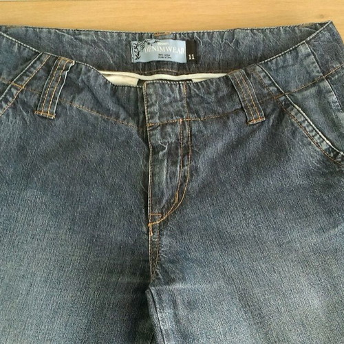 Jeans used with wide leg, low waist, blue