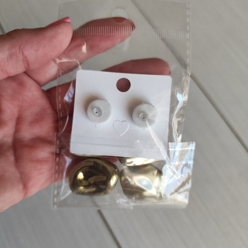 Longyue earrings new, gold matte and shiny, 5cm