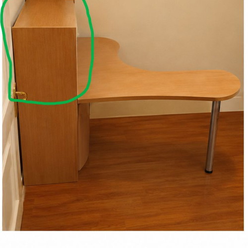 Line Art folding desk with wooden shelf