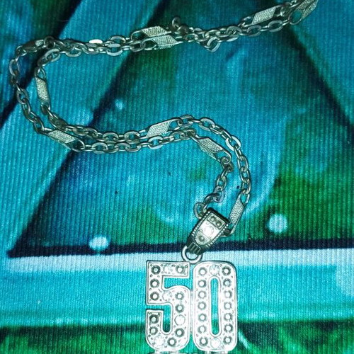 50 Cent pendant necklace used, silver