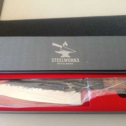 PM8 Santoku 7 Inch Japanese Style Chef Knife 3 Layers Damascus new