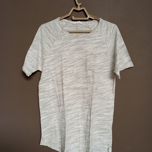LCW Casual men's t-shirt with pocket, off-white melange, slim fit M/L