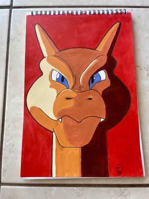 Pokemon Charizard paint handmade A4 size