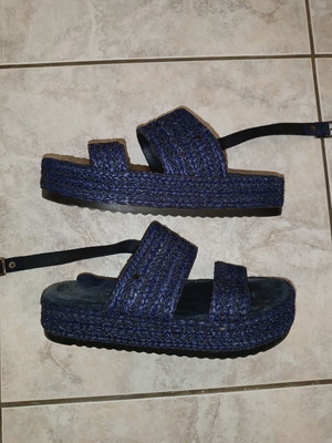 Woven platform sandals, blue, size 41