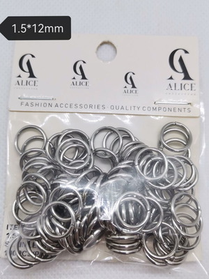 Stainless steel open rings 1.5×12mm, new, pack of 100