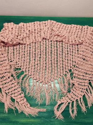 Handmade beige scarf from Molokotu wool, crochet, new, 3m
