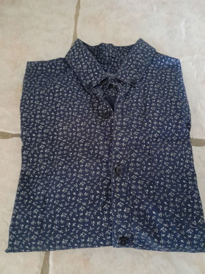 Ανδρικό μακρυμάνικο πουκάμισο Pull&Bear, στενή γραμμή, μπλε-λευκό, S