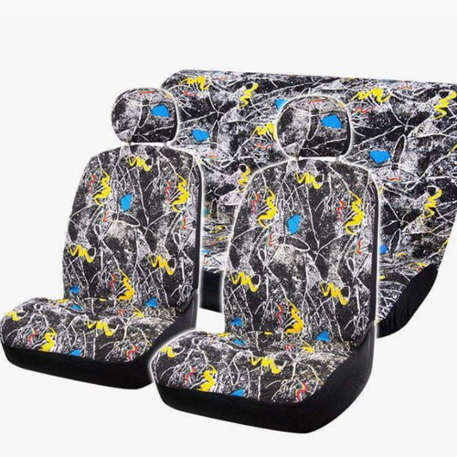 Universal seat covers set with detachable headrest 6 pcs cotton/quilted new