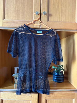 Black mesh blouse new, one size