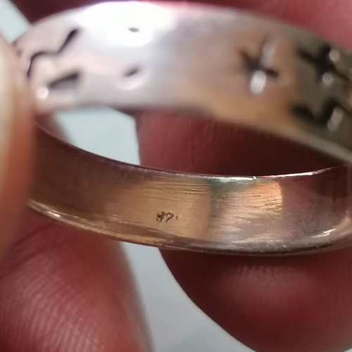 Men's 925 Silver Ring Wedding Band with Embossed Symbols new
